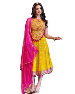 ชุดเดรสสำหรับเจ้าสาวชุดเดรสผ้าทอลายดอกมีลายปักหนา - Product Image 1