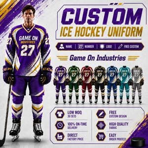  Custom Low MOQ Direct Manufacturer Full Print Jersey and Pants Sets Premium Quality Breathable Mesh Fabric Ice Hockey Uniform - Product Image 1