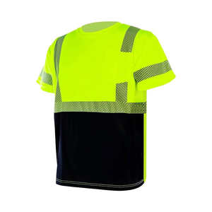 Camiseta de Trabajo Reflectante de Poliéster Antiestática de Alta Visibilidad Unisex al por Mayor para Seguridad Vial - Product Image 5