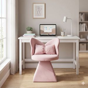 Vanity Chair with <b>Butterfly</b> Back Swivel Accent <b>Dining</b> Chair PU Makeup Stool for Bedroom Dressing <b>Table</b> - Product Image 5