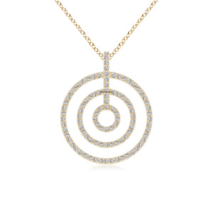Colgante Clásico de Diamante Cultivado en Laboratorio con Corte Triple Círculo y Engaste Pavé en Oro 10K/14K/18K o Plata 925/935 para Regalo de Aniversario de Bodas - Product Image 2