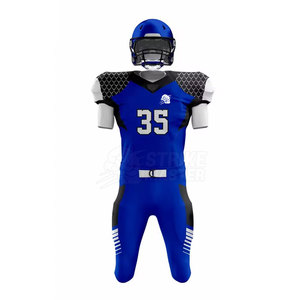 Ensemble d'uniformes de football bleus numéro 35, impression par transfert thermique, service OEM pour hommes adultes, matière polyester respirante, haute qualité - Product Image 2