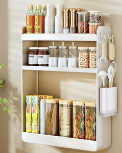 Estante organizador de especias y cubiertos metálico de 3 niveles sin taladro para puerta de cocina, OEM/ODM Vietnam - Product Image 4