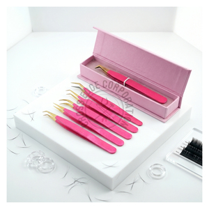 Pinzas para Extensión de Pestañas con Punta de Fibra y Agarre de Diamante, Pinzas Mega Volumen, Pinzas para Extensión de Pestañas de 90 Grados, Herramientas para Extensión de Pestañas - Product Image 1