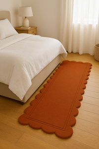 Tapis en laine fait main abstrait moderne personnalisé, orange, à bords ondulés, tufté à la main, antidérapant, adapté aux animaux domestiques, à poils longs, de forme rectangulaire, pour salon - Product Image 2