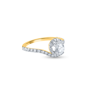 Bague de mariage et d'anniversaire pour femme en or blanc 18 carats plaqué, diamant de laboratoire romantique taille halo, certifié IGI, motif floral - Product Image 5