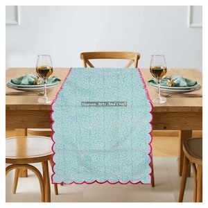 Multicolor Floral Hand Block Print Cotton Fabric Embroidery Edge <b>Table</b> <b>Runners</b> For Party Event Home Decor Room For Wedding Event - Product Image 2