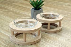 Gamelle pour chien en bois brun de luxe écologique, style mignon, ronde, pour nourriture et eau, accessoire décoratif de jardin, mangeoire pour chien - Product Image 4