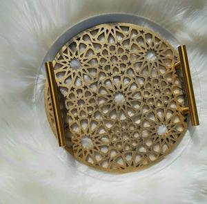 ถาดเสิร์ฟโลหะและแก้วลายอิสลามสุดหรู เหมาะสำหรับรอมฎอน อิฟตาร์ และการจัดโต๊ะอาหารอย่างมีระดับ ขายส่งจากอินเดีย - Product Image 4