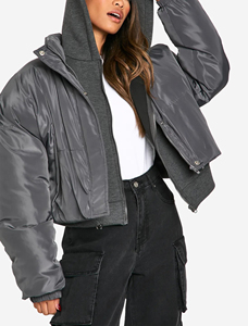 OEM Hot Sale Winter Casual Wear Women's Dyed Cotton <b>Puffer</b> <b>Jacket</b> Shinny <b>Cropped</b> Long Sleeve Oversized Waterproof Windproof - Product Image 6
