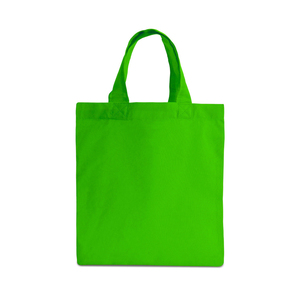 Custom Printed Logo Cotton Shopping Tote <b>Bag</b> Hand Carry Solid Green Color Short Handle For Groceries Shopping On Sale - Product Image 1