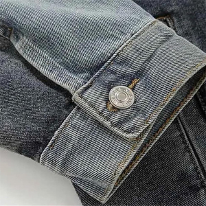Veste en jean pour homme de haute qualité, couleur grise, manches longues, en coton, avec poche latérale, fermeture à boutons pression - Product Image 6