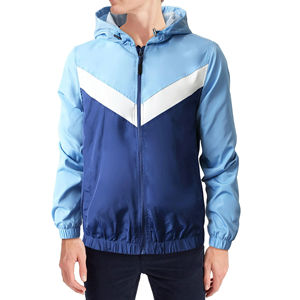 <b>Men</b> Hooded Windbreaker <b>Jacket</b> Color Blocking Sporty Style Lightweight Polyester Zipper Closure Spring Wear - Product Image 4