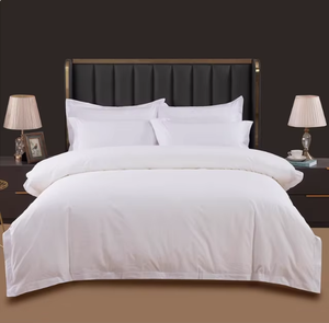 Ensemble de couette en coton solide 3 pièces 400TC lavable style hôtel moderne blanc beige - Product Image 5
