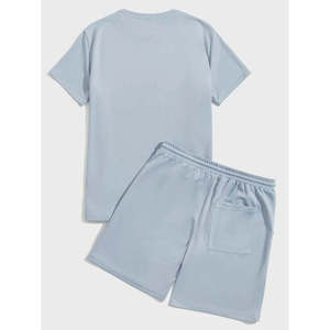 2026 Wholesale Latest Design Men's T shirt With Shorts Fashion High Street T-Shirt With Shorts Regular Fit Basketball Shorts Set - Product Image 6
