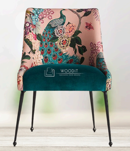 Silla de Comedor de Terciopelo Azul de Lujo Moderno al por Mayor con Patas de Madera y Respaldo Acolchado de Cuero Genuino para Hotel y Restaurante - Product Image 2