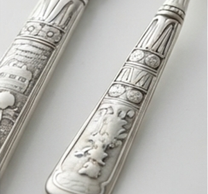 <b>Vintage</b> Silver Plated Metal Flatware Set Knife Fork Matte Finish Dishwasher Safe Wedding <b>Cutlery</b> Home Use - Product Image 2