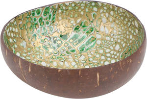 ชามมะพร้าวเปลือกหอยมุกสุดงดงาม พร้อมลวดลายสีเขียวทองแบบแตก งานฝีมือประณีตสำหรับการตกแต่งบ้านสมัยใหม่ที่ยั่งยืน - Product Image 2