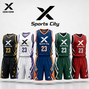 Ensemble maillot et short de basketball sublimé pour homme X Sports City – Coupe athlétique, polyester anti-humidité, uniformes d'équipe - Product Image 1