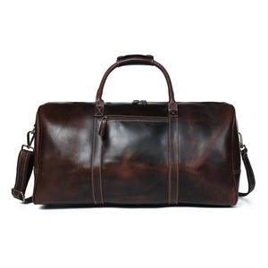Sac de voyage décontracté vintage en cuir véritable marron foncé avec fermeture éclair pour homme, grande capacité, résistant à l'eau, durable, pour le week-end - Product Image 4