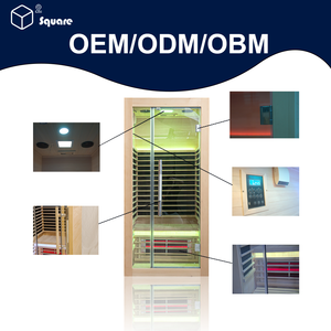 Sala de sauna de infrarrojos lejanos roja interior espaciosa con calentador de fibra de carbono estilo de diseño moderno patio trasero Oasis para terreno de acampada - Product Image 3