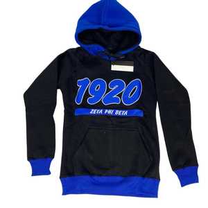 Sweat-shirt à capuche unisexe en coton avec broderie chenille Zeta Phi Beta 1920, vêtements de sororité grecque - Product Image 1