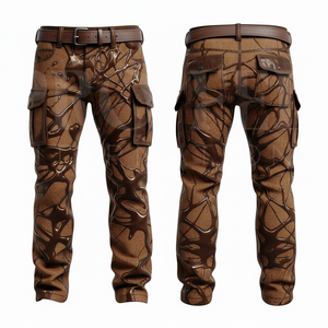 Customized Sublimation Mesh Design <b>Cargo</b> Pants <b>Men</b> Fashionable Trendy Straight Fitted Streetwear Multi Pocket High Waist Pants - Product Image 2