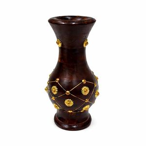 <b>Rustic</b> Wooden Flower Vase Handmade Sheeshamwood Round Tabletop Vessel 8"-12" Diameter for Home <b>Office</b> Decor - Product Image 2
