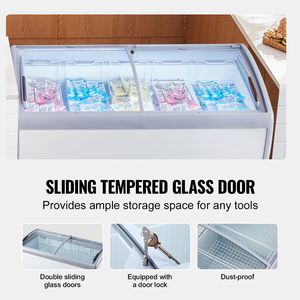 Vetrina Espositiva Commerciale per Gelato da 16,3 Cu.ft con Coperchio in Vetro Mobile e Congelatore Profondo per Uso Ristorazione - Product Image 4