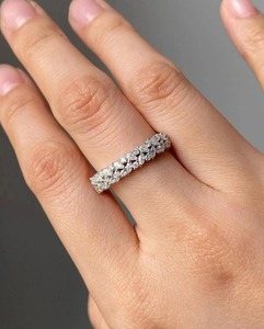 Anillo de Boda de Diamante Moissanite Blanco Redondo y en Forma de Marquesa, Plata de Ley 925, Anillo de Diamante Personalizado y Regalo para Ella - Product Image 1