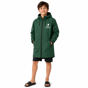 Custom Kids Waterproof Swim Parka Jacket with Hood | Windproof Fleece Lined Long Changing <b>Robe</b> <b>Coat</b> for Swimming Surfing & Beach - Product Image 1