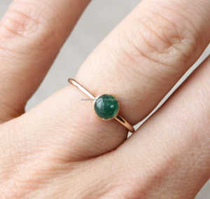 925เงินสเตอร์ลิงสีเขียว Aventurine พลอยทอง Vermeil แหวน - Product Image 3