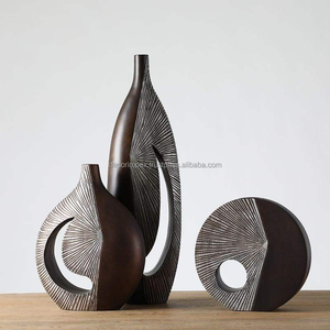 Florero de diseño floral de aluminio fundido, decoración interior de lujo dorada para el hogar, la Oficina y la superficie texturizada del hotel - Product Image 4