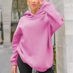 Sudadera con capucha de peso pesado de fabricante personalizado de gran tamaño de algodón polar de talla grande sudaderas con capucha de hombro caído para mujer cómoda - Product Image 1
