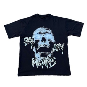 T-shirt pour homme à imprimé crâne By Any Means, manches courtes, col rond, style streetwear, coupe classique, jersey de coton - Product Image 5