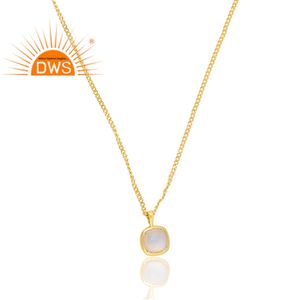 Venta caliente plata esterlina 18K chapado en oro Natural Arco Iris Luna piedra preciosa colgante collar Demi joyería fina para mujeres - Product Image 3