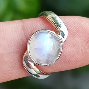 Rainbow Moonstone <b>Ring</b> 925 Sterling <b>Silver</b> Handmade <b>Statement</b> Promise <b>Ring</b> for Women Boho Round June Birthstone Jewelry - Product Image 4