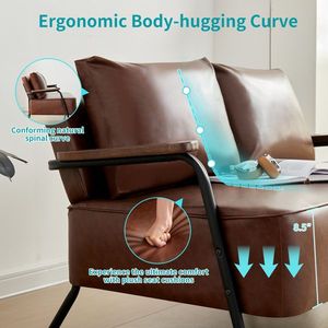 Divano Letto Futon Moderno Compatto da 44 W in Ecopelle, Divanetto a 2 Posti con Seduta Più Profonda - Product Image 5