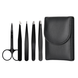 Premium 5pcs Stainless Steel Eyebrow Tweezers Set Precision Sharp Flat/Slant/<b>Pointed</b> Tip Tweezers Body for Ingrown Hairs - Product Image 1