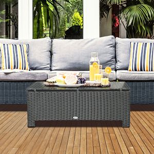 Tavolino da Caffè Grande in Rattan Nero Resistente alle Intemperie, Tavolo Laterale da Esterno Realizzato in Vimini Durevole - Product Image 2