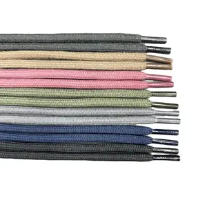 深蓝色聚酯绳圆形拉绳连帽衫绳，带塑料尖端，用于裤子和连帽衫