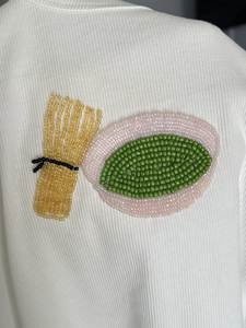 Top de algodón hecho a mano con diseño de cuentas de trigo y verde ovalado, ropa informal. - Product Image 1