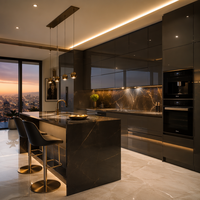 Ensemble de meubles de cuisine modulaires en bois massif, finition haute brillance, style italien de luxe, rangement intelligent, pour projets d'appartements