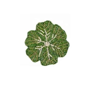 Handmade Summer Tropical Leaf <b>Beaded</b> <b>Coaster</b> Set of 4 Colorful Glass Beads Table Mat - Product Image 1