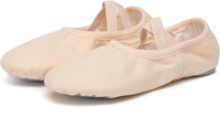 Chaussons de ballet souples en toile rose, talon plat, unisexe, avec sangle élastique, taille 34, doublure en coton, semelle extérieure en caoutchouc PU