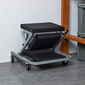Utility 36 inch Creeper Seat <b>Folding</b> Car Repair <b>Bed</b> Capacity 300Lbs Padded Seat Steel Frame Portable Swivels Black GAPGAR034 - Product Image 3