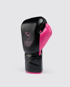 Gants de boxe Fly personnalisés en cuir véritable noir et rose pour l'entraînement – Confort et performance garantis - Product Image 2
