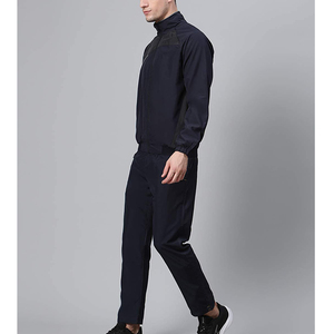 Men's Navy Blue <b>Tracksuit</b> Full Zip Sporty Design Breathable Polyester Regular Fit Autumn Wear with Side Pockets - Product Image 2