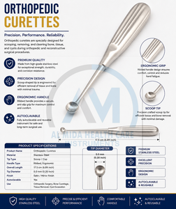 Instrumentos Médicos Al Mida, Cureta Ósea de Acero Inoxidable, Herramienta Quirúrgica Ortopédica Manual, Certificación CE Clase II, Garantía de por Vida - Product Image 6