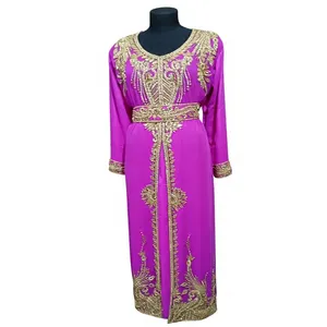 Vestido Islámico Modesto Hasta el Suelo con Lentejuelas Bordadas a Mano, Mangas Largas, Estilo Étnico Marroquí, Producto Musulmán Abaya - Product Image 3